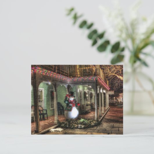 Snowman Greetings Postkarte (Stehend Vorderseite)