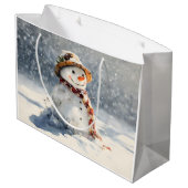 Snowman Große Geschenktüte (Rückseite Schrägansicht)