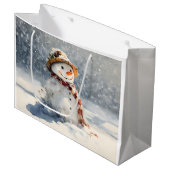 Snowman Große Geschenktüte (Vorderseite Schrägansicht)