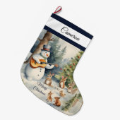 Snowman Guitar Custom Großer Weihnachtsstrumpf (Vorderansicht (hängend))