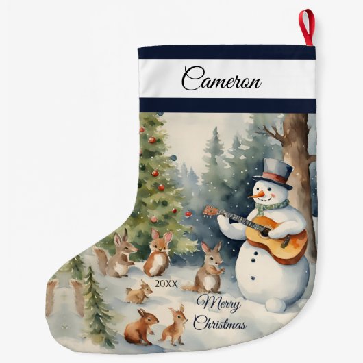 Snowman Guitar Custom Großer Weihnachtsstrumpf (Rückseite)