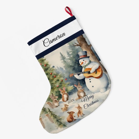 Snowman Guitar Custom Großer Weihnachtsstrumpf (Rückseite (Hängend))