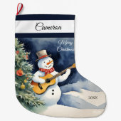 Snowman Guitar Personalisiert Großer Weihnachtsstrumpf (Vorderseite)