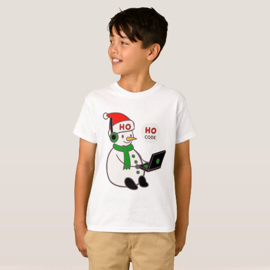 Snowman Hacker Ho Ho Code Christmas Tee (Vorne ganz)