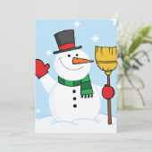 Snowman hält Einladungen im Zimmer (Stehend Vorderseite)