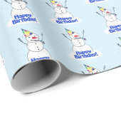 Snowman Happy Birthday Geschenkpapier (Rolleneckpunkt)