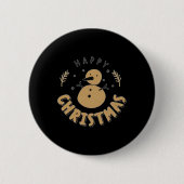 Snowman Happy Christmas T Shirt Button (Vorderseite)
