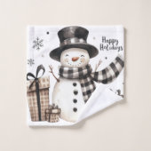 Snowman Happy Holidays Badhandtuch Set (Waschlappen)