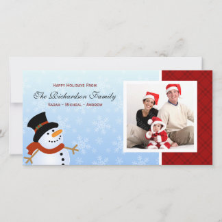 Snowman Happy Holidays Family Foto Cards Feiertagskarte