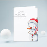 Snowman Happy Holidays from Family Christmas Feiertagskarte<br><div class="desc">Weihnachten ist eine Zeit,  Freude zu verbreiten und wie kann man das besser machen als mit einer niedlichen und festlichen Karte? Diese minimalistische Urlaubskarte bietet einen niedlichen kleinen Schneemann mit einem großen Zuckerrohr. Sie können den Text personalisieren,  um zu sagen,  was Sie wollen. Illustriert und entworfen von Patricia Alvarez.</div>