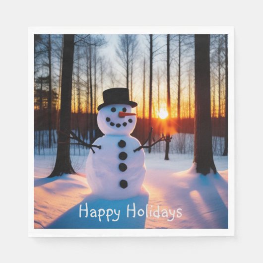 Snowman Happy Holidays Serviette (Vorderseite)