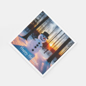 Snowman Happy Holidays Serviette (Ecke)
