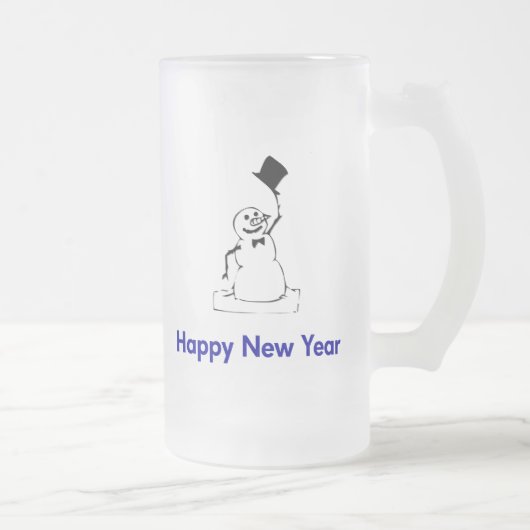 Snowman Happy New Year Mattglas Bierglas (Rechts)