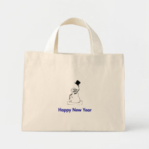 Snowman Happy New Year Mini Stoffbeutel