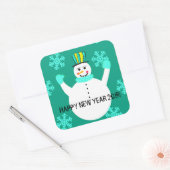 Snowman Happy New Year Square Stickers (Umschlag)