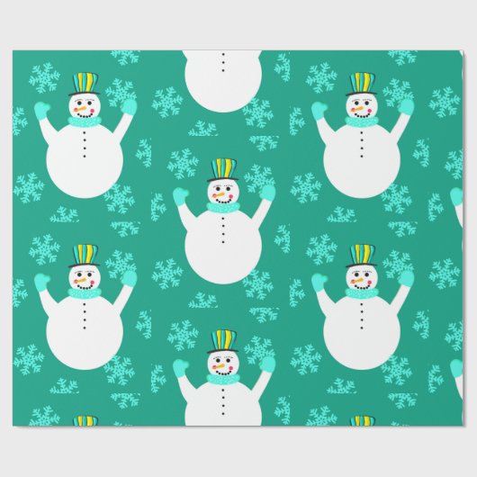 Snowman Happy New Year Wrapping Paper Geschenkpapier (Flach)