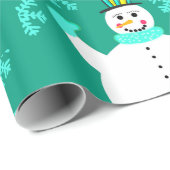 Snowman Happy New Year Wrapping Paper Geschenkpapier (Rolleneckpunkt)