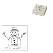 Snowman Hat Scarf Birds Snow Illustration Zeichnen Gummistempel (Stempel)
