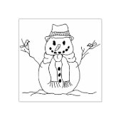 Snowman Hat Scarf Birds Snow Illustration Zeichnen Gummistempel (Prägung)