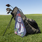 Snowman Hat Scarf Holding String Christmas Lights Golfhandtuch (Gras)