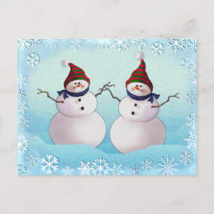SNOWMAN & HATS von SHARON SHARPE Postkarte