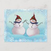 SNOWMAN & HATS von SHARON SHARPE Postkarte (Vorderseite)