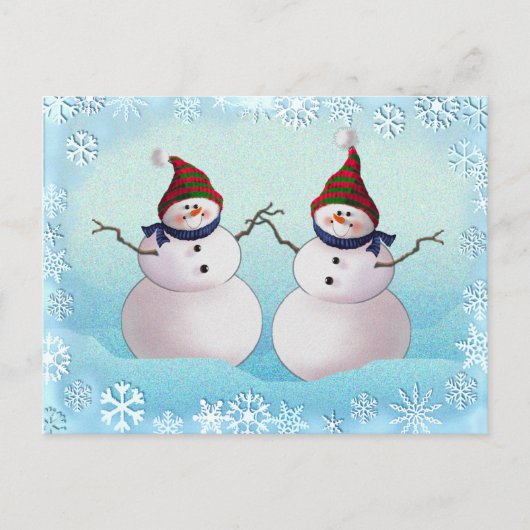 SNOWMAN & HATS von SHARON SHARPE Postkarte (Vorderseite)