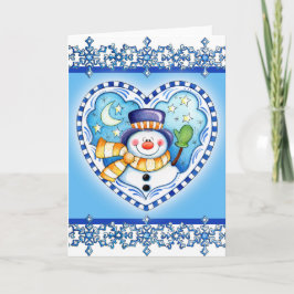 Snowman Heart - Grußkarte Feiertagskarte