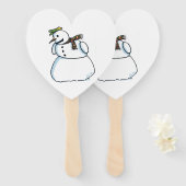 Snowman heart hand fans fächer (Vorne und Hinten)