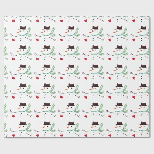 Snowman Heart Weihnachtsgeschenk Wrap Geschenkpapier (Flach)