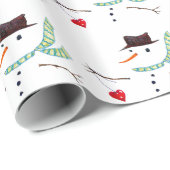 Snowman Heart Weihnachtsgeschenk Wrap Geschenkpapier (Rolleneckpunkt)