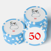 Snowman hellblau 50 gestreifter Poker Chip (Stapel)