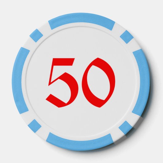 Snowman hellblau 50 gestreifter Poker Chip (Rückseite)