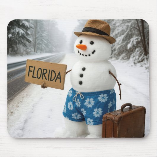 Snowman Hitchhiking to Florida Mousepad (Vorne)