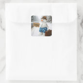Snowman Hitchhiking to Florida Quadratischer Aufkleber (Tasche)