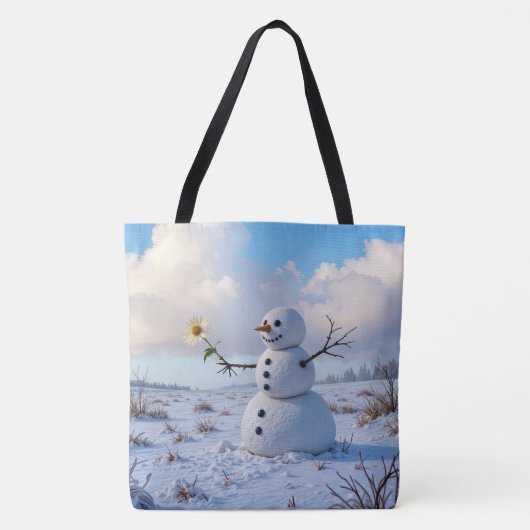 Snowman Holding a White Daisy Tasche (Vorderseite)