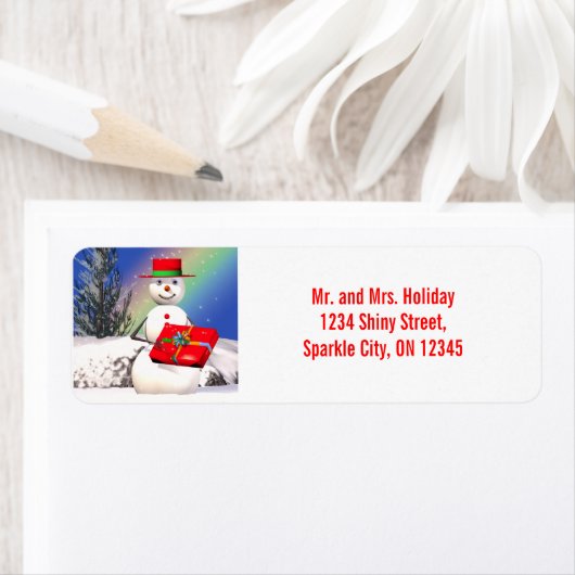 Snowman Holding Christmas Present (Insitu)