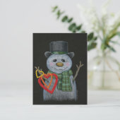 Snowman Holding Hearts Postcard Postkarte (Stehend Vorderseite)