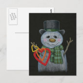 Snowman Holding Hearts Postcard Postkarte (Vorne/Hinten)