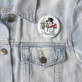 Snowman Holding Matcha Drink Weihnachten Button (Beispiel)