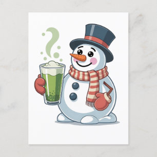 Snowman Holding Matcha Drink Weihnachtsliebhaber Einladungspostkarte