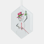 Snowman Holding Mistletoe Ornament Aus Glas (Vorderseite Links)