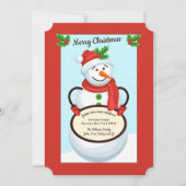 Snowman Holding Sign Moving Holiday Card Einladung (Vorderseite)