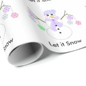 Snowman Holding Snowflakes Geschenkpapier (Rolleneckpunkt)