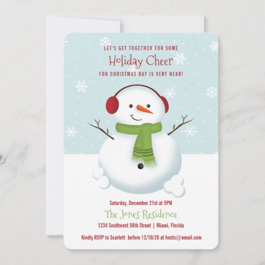 Snowman Holiday Cheer Einladung (Vorderseite)
