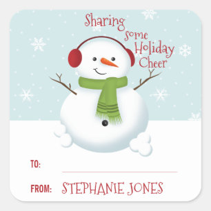 Snowman Holiday Cheer Quadratischer Aufkleber