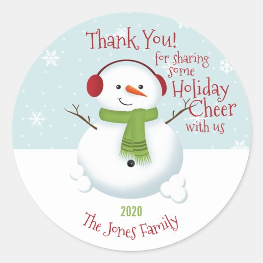Snowman Holiday Cheer Runder Aufkleber (Vorderseite)
