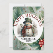Snowman Holiday Christmas Wünsche Feiertagskarte (Vorderseite)