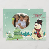 Snowman Holiday Foto Card Feiertagskarte (Vorne/Hinten)
