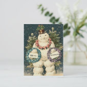 Snowman Holiday Greetings Feiertagspostkarte (Stehend Vorderseite)
